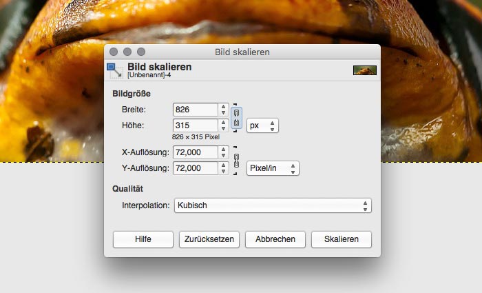 Bild skalieren mit Gimp