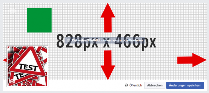 Facebook-Titelbild mit den Maßen 828px x 466px, Darstellung am Desktop